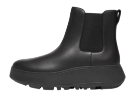 FitFlop Women F-Mode Waterproof Leather Flatform Chelsea Boots All Black