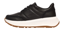 FitFlop Women F-Mode Crochet-Stitch Leather Flatform Sneakers Black