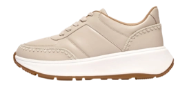 FitFlop Women F-Mode Crochet-Stitch Leather Flatform Sneakers Stone Beige