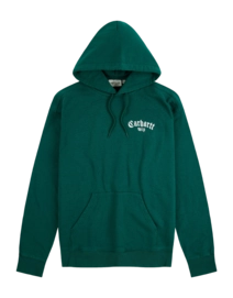 Pull à Capuche Carhartt WIP Unisexe Hooded Onyx Script Chervil / White