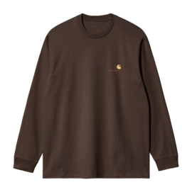 T-Shirt Manches Longues Carhartt WIP Unisex L/S American Script Tobacco