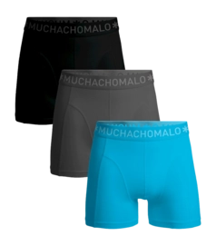 Boxer Shorts Muchachomalo Men's Shorts Solid Black Grey Blue (3-Pack)