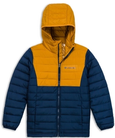 Jas Columbia Boys Powder Lite Hooded Collegiate Navy Brown