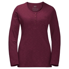 Long Sleeve T-Shirt Jack Wolfskin Women Winter Travel Henley Garnet Red-S