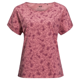 T-Shirt Jack Wolfskin Women Hibiscus Flower Rose Quartz All Over