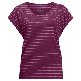 T-Shirt Jack Wolfskin Women Travel Striped Wild Berry Stripes