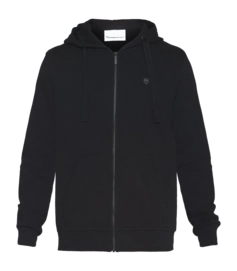 Zip Jacket KnowledgeCotton Apparel Men Ask Regular Zip Hood Kangaroo Badge Black Jet
