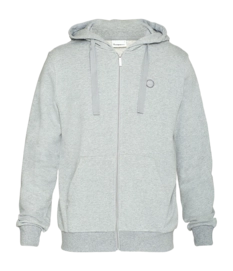 Gilet KnowledgeCotton Apparel Men Ask Regular Zip Hood Kangaroo Badge Grey Melange