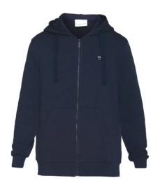 Zip Jacket KnowledgeCotton Apparel Men Ask Regular Zip Hood Kangaroo Badge Total Eclipse