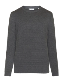 Trui KnowledgeCotton Apparel Men Karl Regular Merino Knit Crew Neck Rws Dark Grey Melange