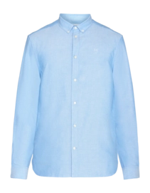 Shirt KnowledgeCotton Apparel Men Harald Small Owl Oxford Lapis Blue