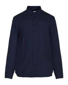 Shirt KnowledgeCotton Apparel Men Harald Small Owl Oxford Total Eclipse