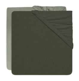 Spannbettlaken Jollein Jersey Ash Green/Leaf Green (2er-Pack)