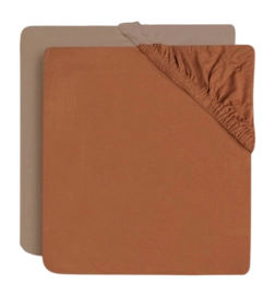 Spannbettlaken Jollein Jersey Caramel/Biscuit (2er-Pack)