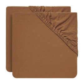 Hoeslaken Jollein Jersey Boxmatras Caramel (2pack)