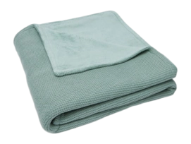 Lenzuolo coperta culla Jollein Basic Knit 100 x 150 cm, Pile, Verde foresta