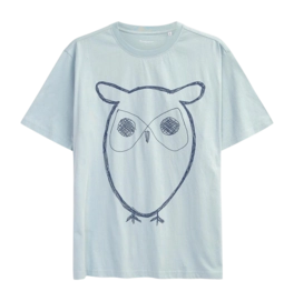 T-Shirt KnowledgeCotton Apparel Men Regular Big Owl Front Print Gray Mist