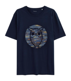 T-Shirt KnowledgeCotton Apparel Heavy Single Owl Cross Stitch Print Herren Night Sky