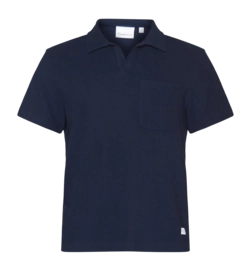 Polo KnowledgeCotton Apparel Men Loose Cotton Bouclé Jersey Night Sky