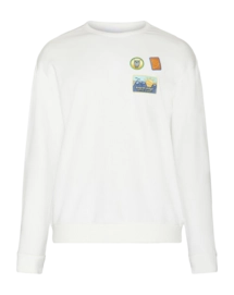 Jumper KnowledgeCotton Apparel Men Loose Fit Crew Sweat With Badge Embr Egret