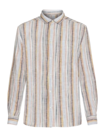 Chemise KnowledgeCotton Apparel Men Loose Linen Shirt Multi Color Stripe