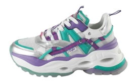 Baskets Buffalo Women Triplet Hollow Silver Green Purple Vegan Nappa