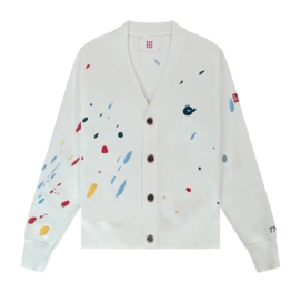 Cardigan The New Originals Homme Paint Splatter White Alyssum and Carmine