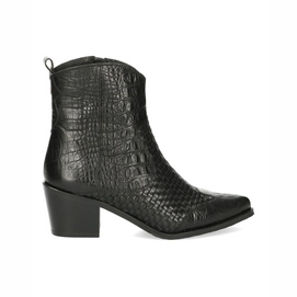Fred de la Bretoniere Women Western Ankle Boot 6 CM Small Croco Print Leather Black