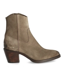 Stiefelette Shabbies Amsterdam Women Ankle Boot 7 CM With Zipper Waxed Nubuck Taupe