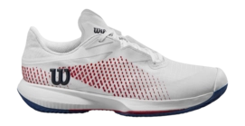 Tennis Shoe Wilson Women Kaos Swift 1.5 Clay White Deja Vu Blue Wilson Red