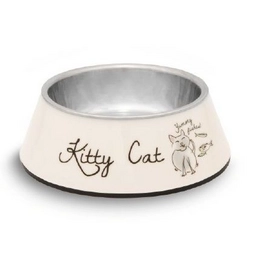 Voer- Of Drinkbak Beeztees Kitty Cat Melamine Wit