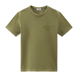 T-Shirt Woolrich Men Garment Dyed Logo Lake Olive