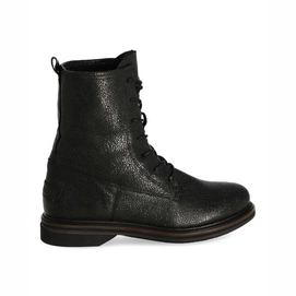 Shabbies Amsterdam Ankle Boot Lace Up 2,5 CM Printed Leather Black Damen