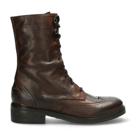 Stiefelette Shabbies Amsterdam Women Ankle Boot Lace Up & Zipper Nappa Leather Dark Brown