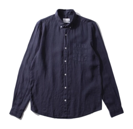 Shirt Edmmond Studios Men Plain Navy Linen