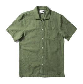 Hemd Edmmond Studios Seersucker SS Herren Plain Khaki