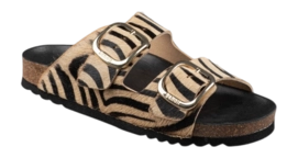Tongs Scholl Women Noelle Printed Leather Zebra Beige Black