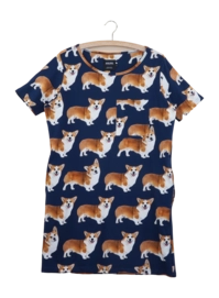 T-shirt Dress SNURK Women Corgi Navy Blue