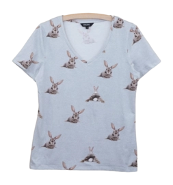 V-neck T-shirt SNURK Women Bunny Bums Grey