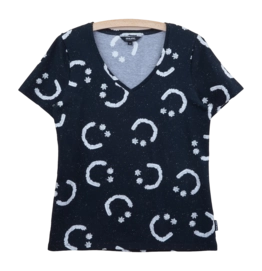 V-neck T-shirt SNURK Women Creamy Smile Black