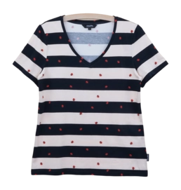 V-neck T-shirt SNURK Women Ladybug Black/White