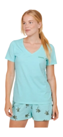 Pyjama Shirt SNURK Mint Damen Light Blue