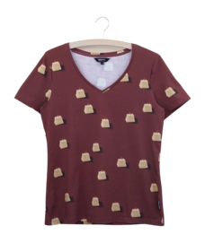 V-neck T-shirt SNURK Women Sandy Castles Red