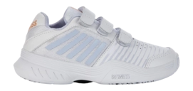 Tennis Shoes K-Swiss Kids Court Express Strap All Indian White Heather Peach Fuzz