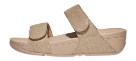 Tongs FitFlop Women Lulu Adjustable Shimmerlux Slides Latte Beige