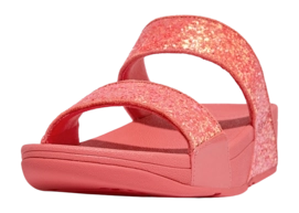 FitFlop Women Lulu Slide Glitter Rosy Coral