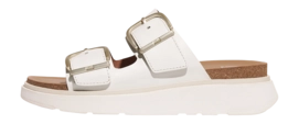 FitFlop Women Gen-FF Buckle Two-Bar Leather Slides Urban White