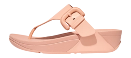 Tongs FitFlop Femmes Lulu Covered-Buckle Raw-Edge Cuir Toe-Thongs Blushy