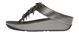 Tongs Femme Rumba Beaded Metallic Toe-Post Pewter Black