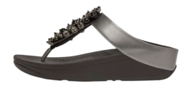 Tongs FitFlop Femme Fino Bauble-Bead Toe-Post Sandals Pewter Black